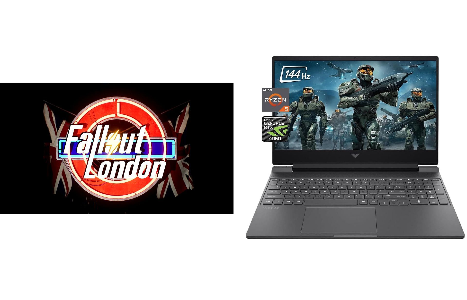 Picture of Fallout London and HP Victus gaming laptop