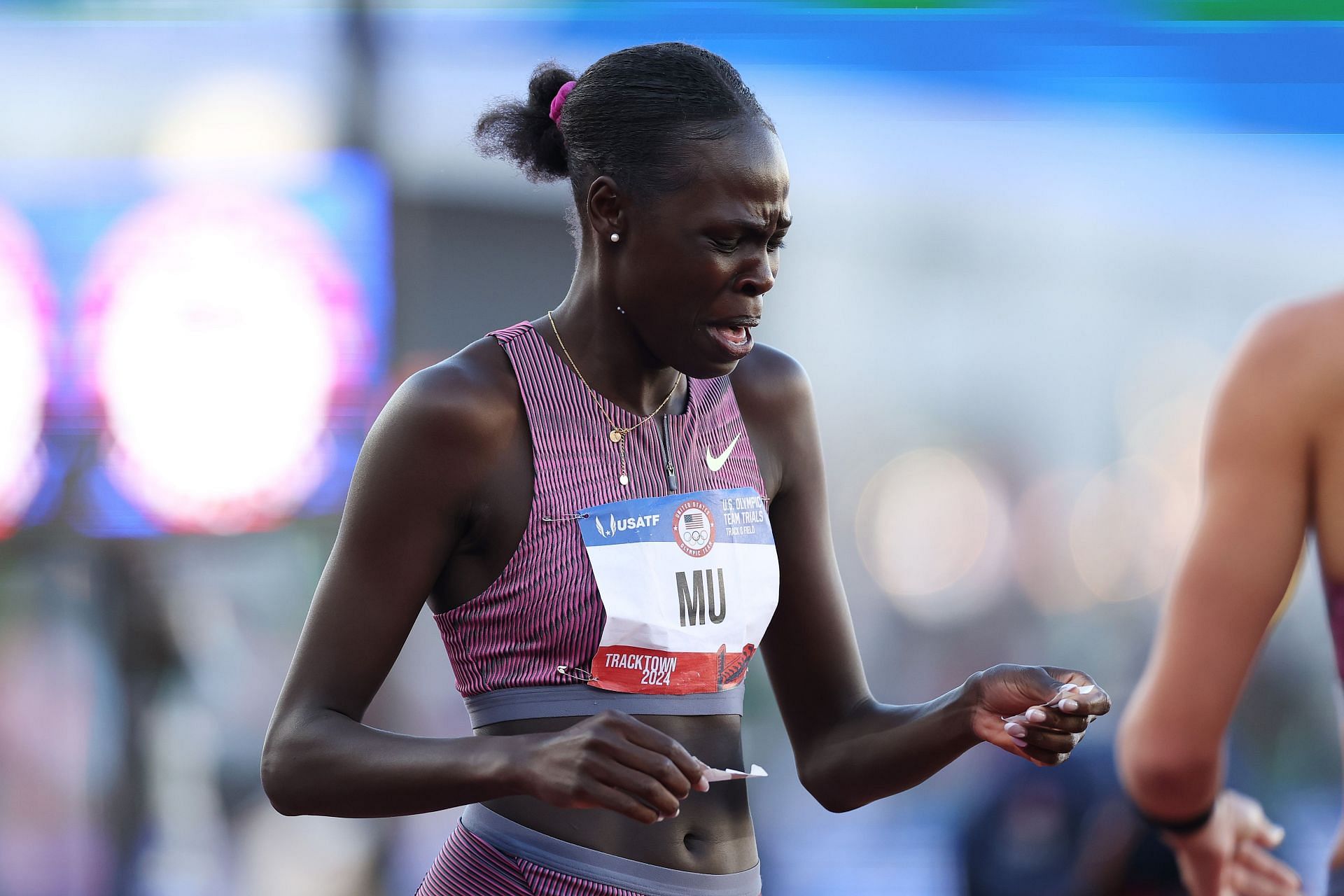 Athing Mu disappointed after finishing last at the U.S. Olympic Track and Field Trials [Image Source: Getty]