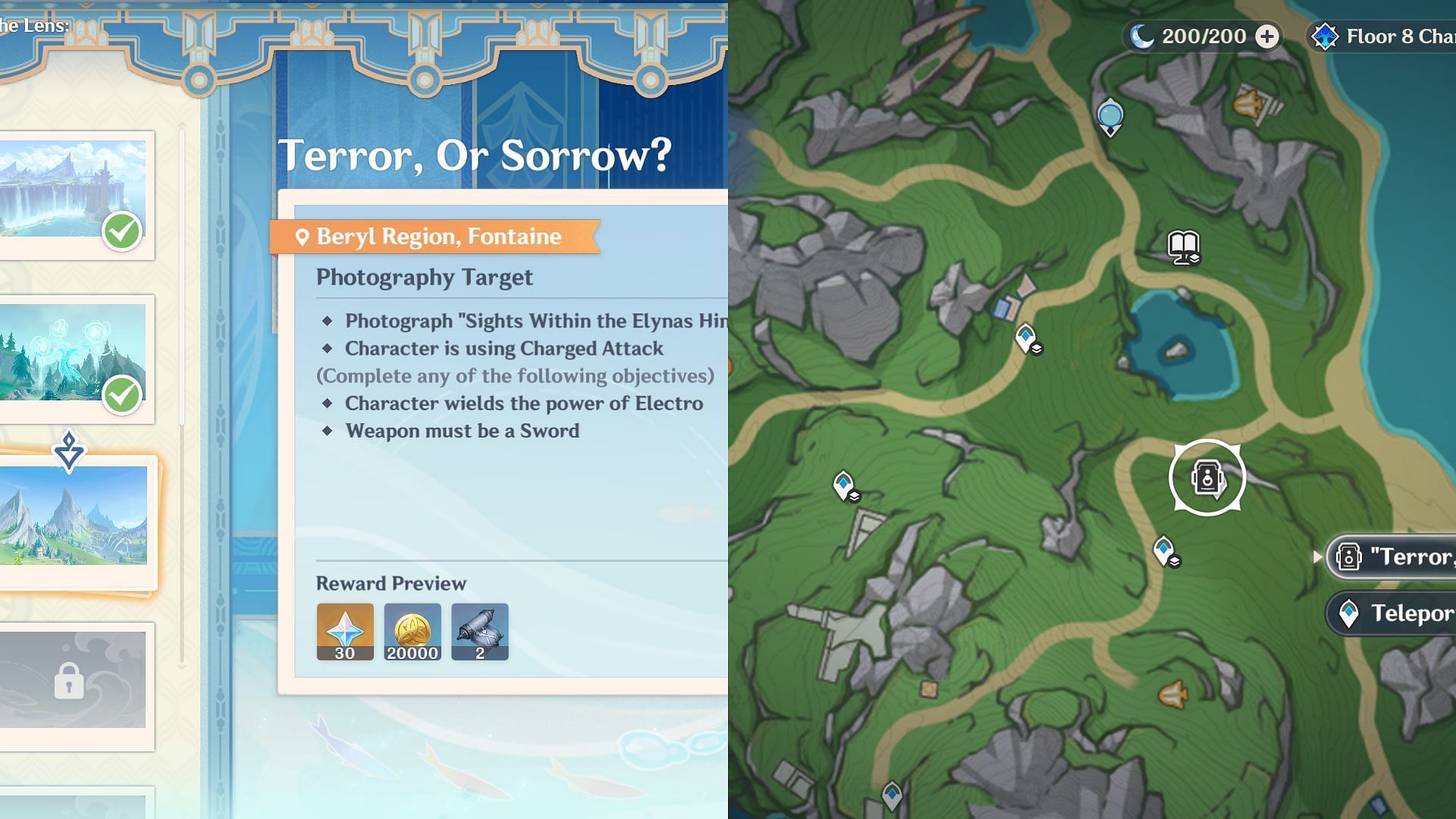 Terror, or Sorrow? location and rewards (Image via HoYoverse)