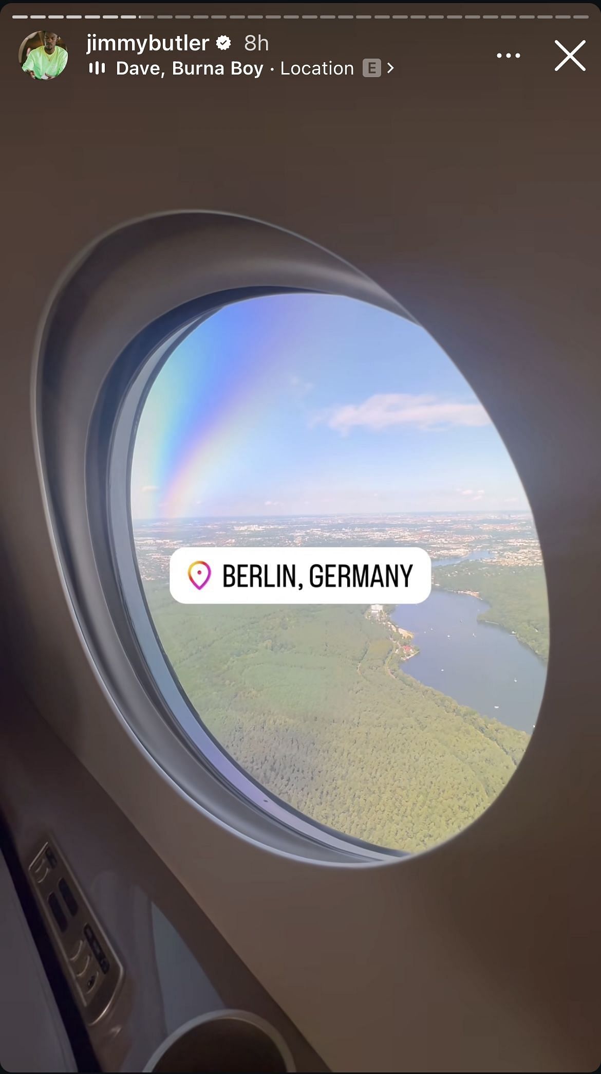 Jimmy Butler&#039;s image of a plane view on his arrival in Berlin, Germany