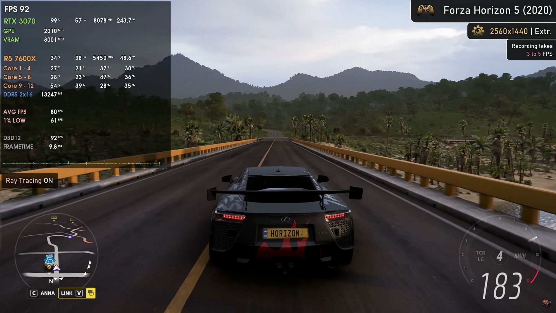 Forza Horizon 5 using RTX 3070 (Image via @Ancient Gameplays/YouTube)