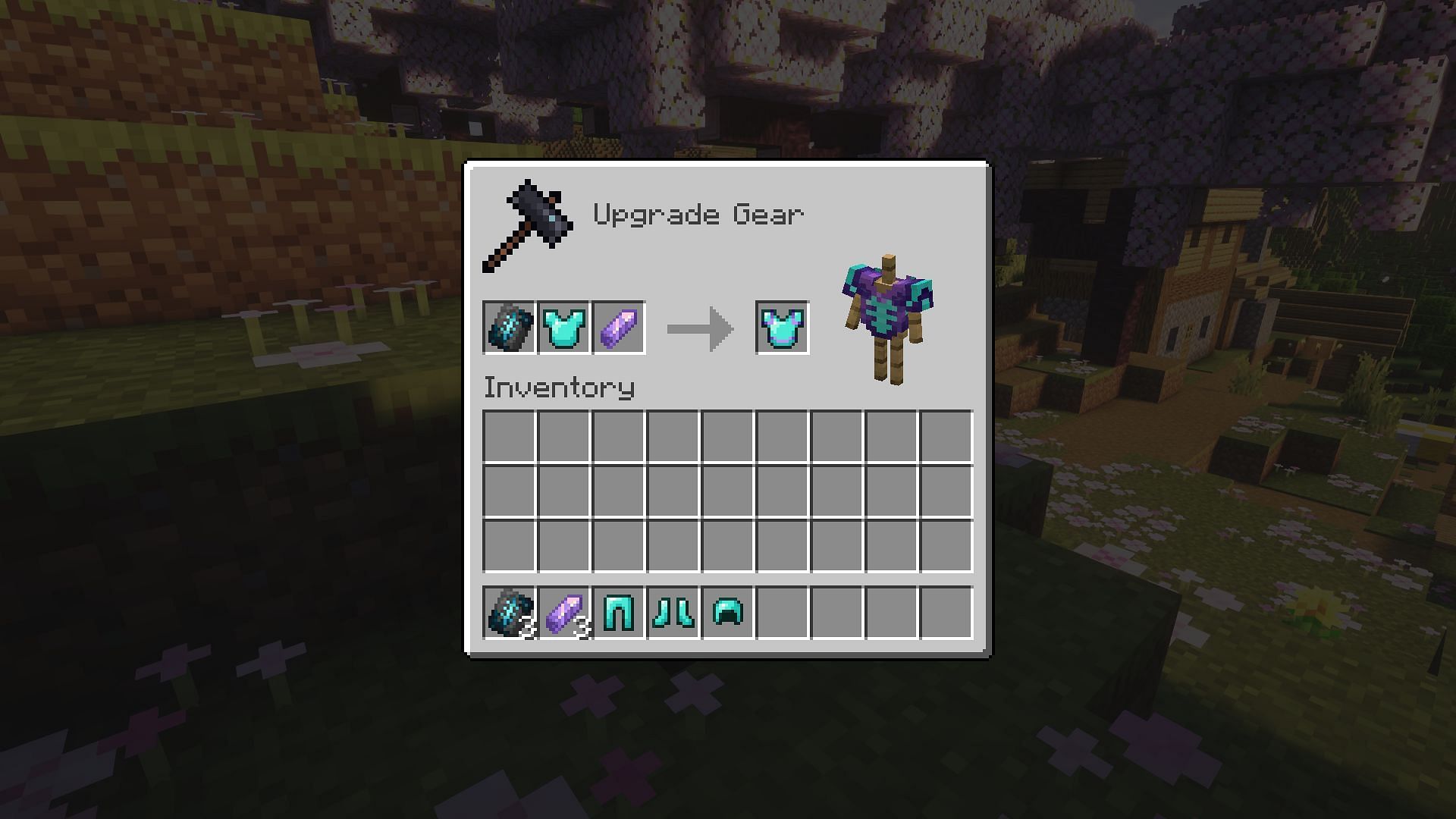 Applying the Silence armor trim to a diamond chestplate (Image via Mojang)