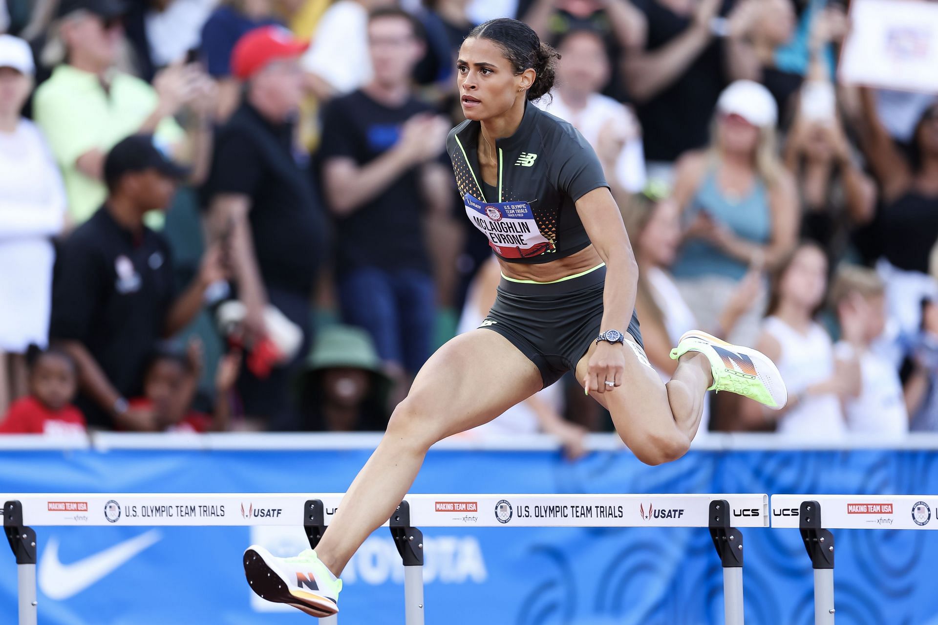 Sydney McLaughlin-Levrone competes in the women&#039;s 400 meter hurdles final at the 2024 U.S. Olympic Team Track &amp; Field Trials in Eugene, Oregon. (Photo by Getty Images)