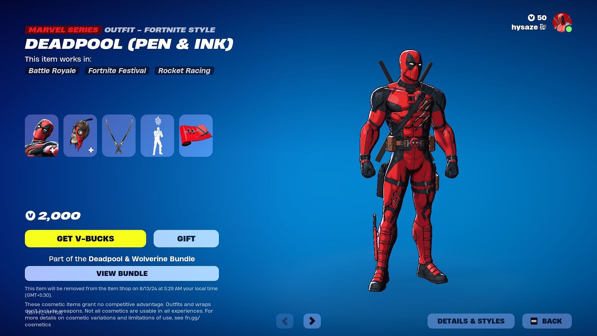 You can purchase the Deadpool (Pen &amp; Ink) skin in Fortnite (Image via Epic Games)