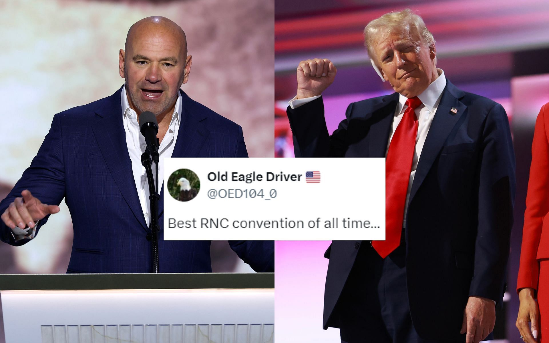 Dana White (left) and Donald Trump (right) are both revered for their exceptional entrepreneurial prowess [Images courtesy: Getty Images and @OED104_0 on X]