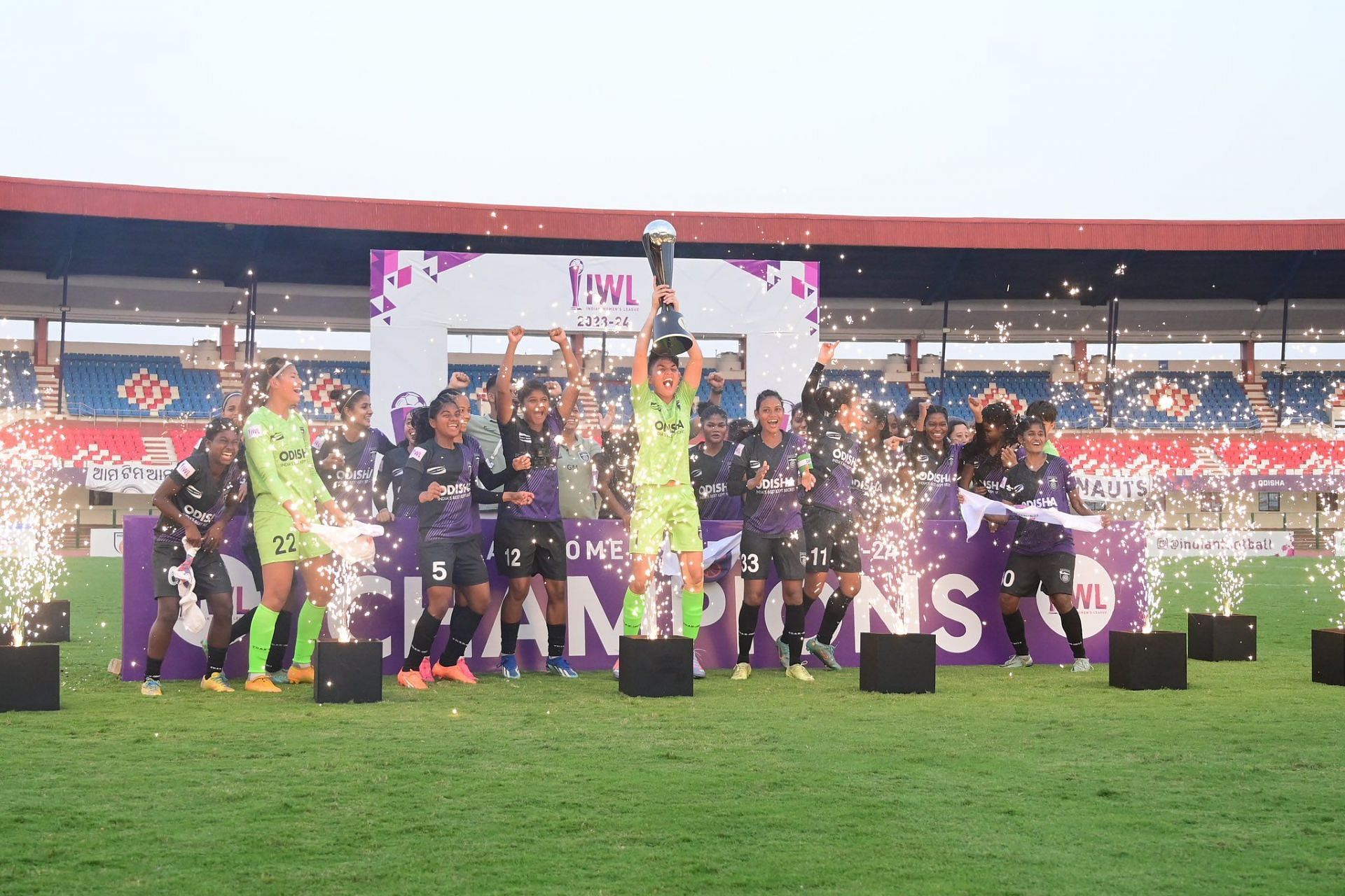 Odisha FC lifting the IWL 2023-24 trophy (Image by Indian Football Team on X)