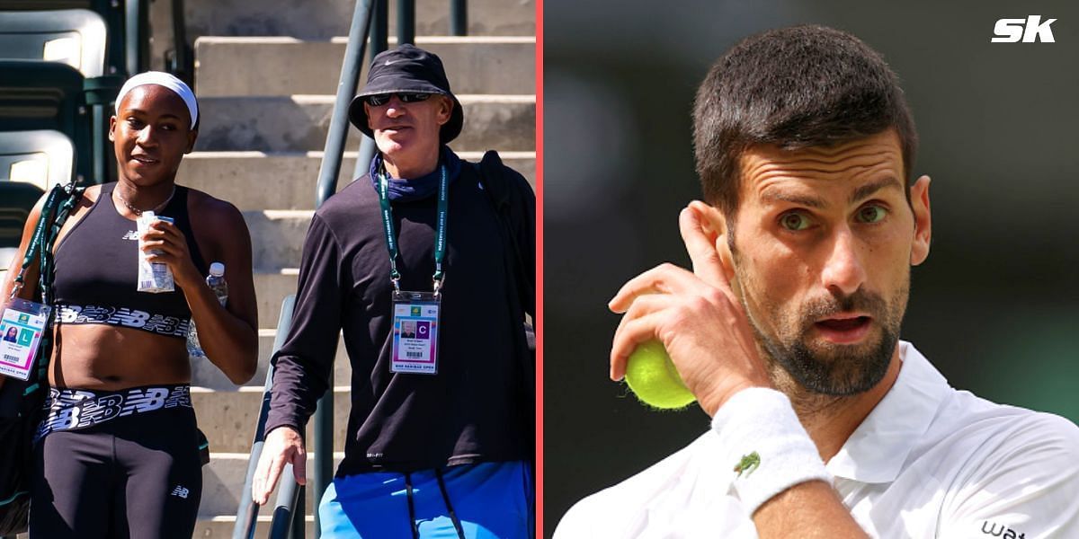 (Left to Right) Coco Gauff, Brad Gilbert, Novak Djokovic (Source: Getty Images)