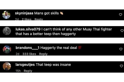 Screenshot of fans' comments