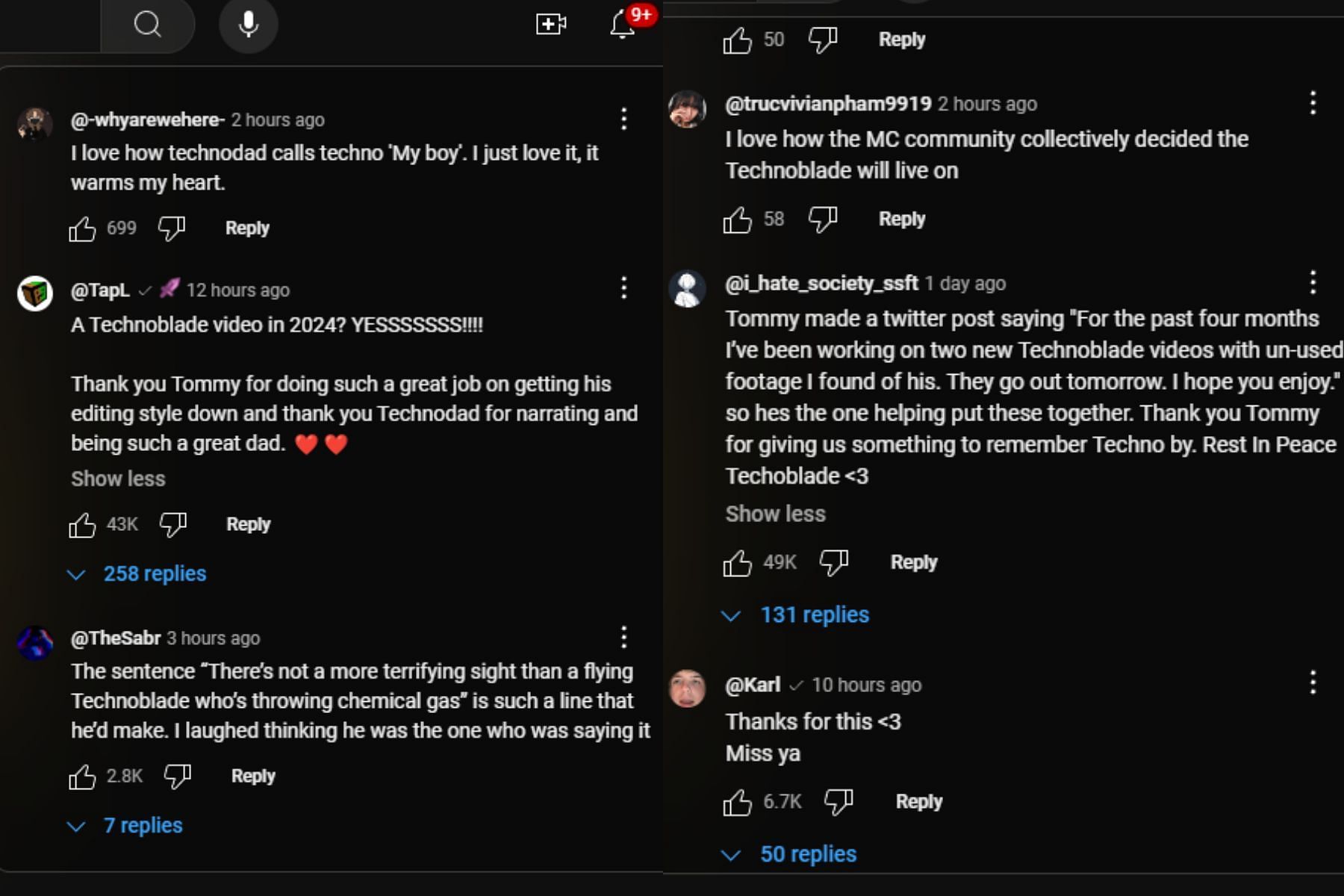 Fans react to the video on Techno&#039;s channel (Image via X)