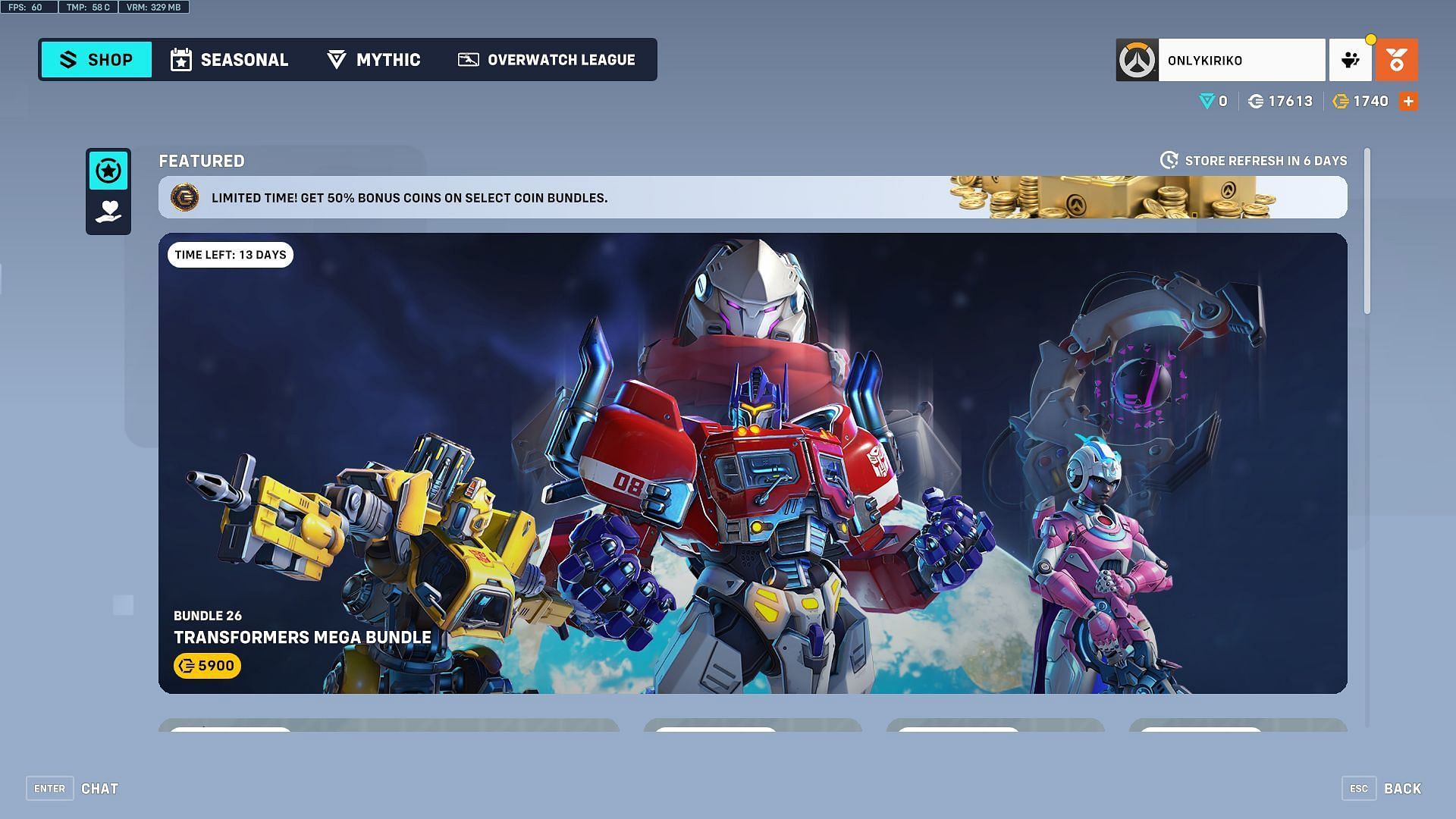 Transformers Mega bundle has appeared in the in-game shop (Image via Blizzard)