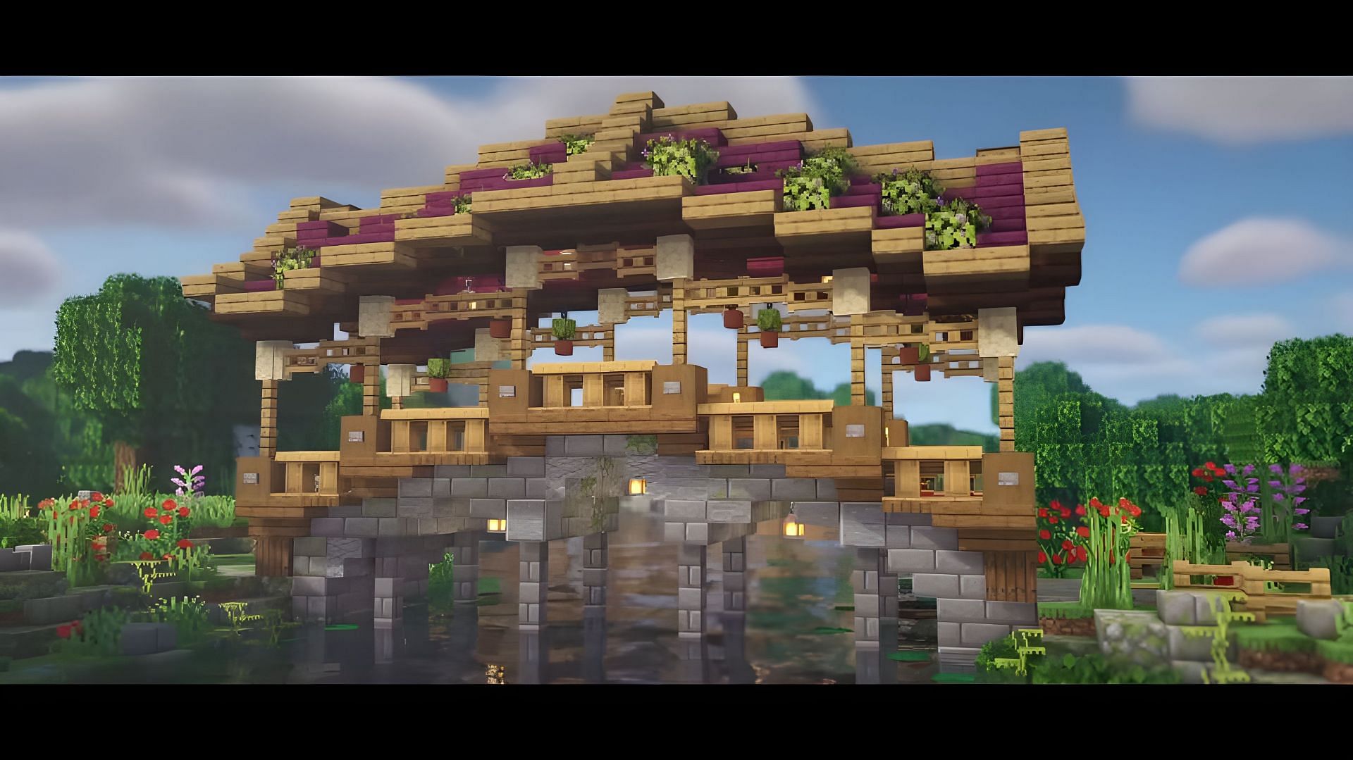 Fantasy Bridge (Image via YouTube/Minecraft Fantasy Builds)