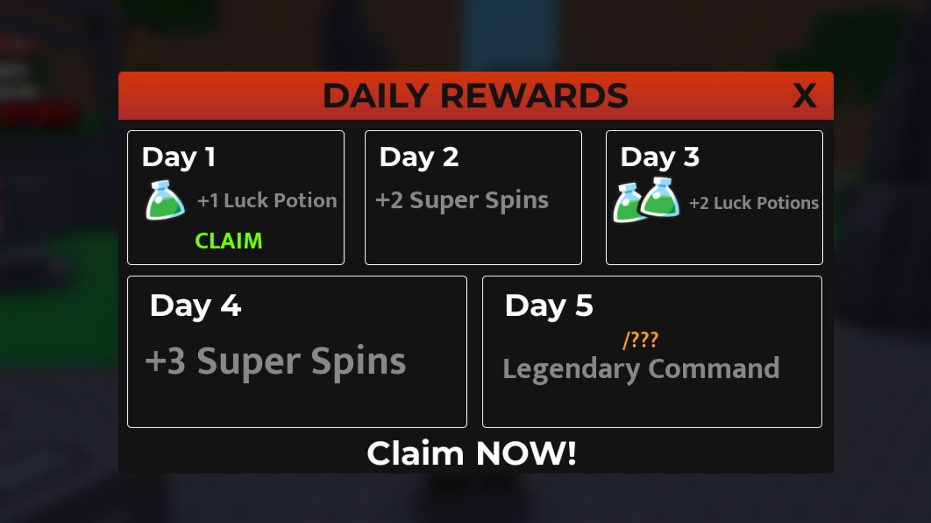 Earn daily free rewards in Admin RNG (Image via Roblox)