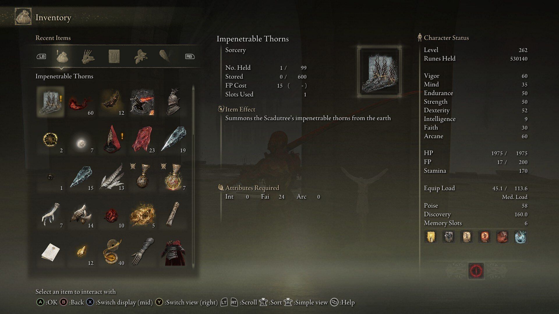 Impenetrable Thorns Spell in Elden Ring (Image via FromSoftware)