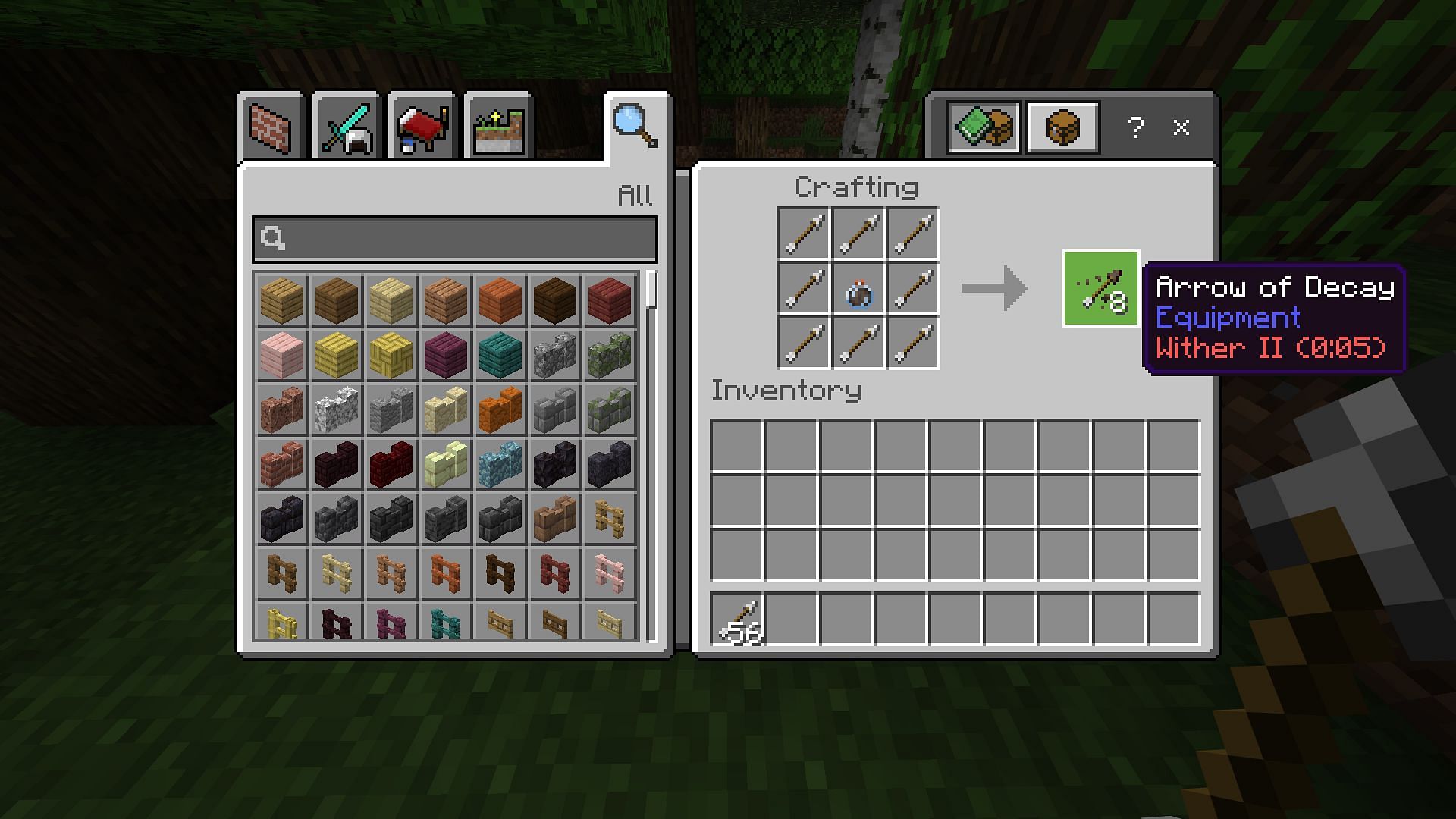 Arrows and Potions of Decay aren&#039;t ordinarily available in Minecraft Java (Image via Mojang Studios)