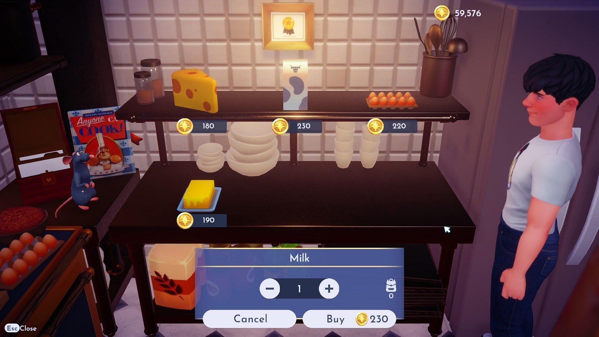 You can buy Milk from Remy&#039;s Kitchen (Image via Gameloft)