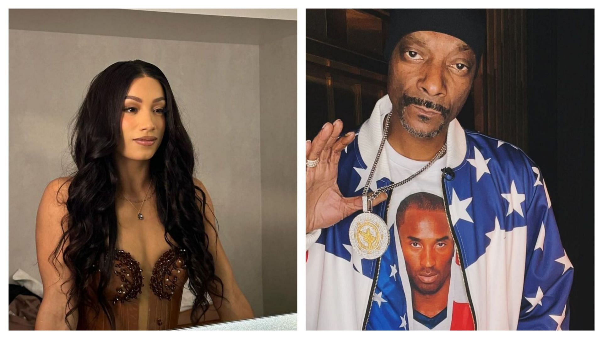 Which female wrestler is related to Snoop Dogg? (Image via Instagram/ @mercedesmone, @snoopdogg)