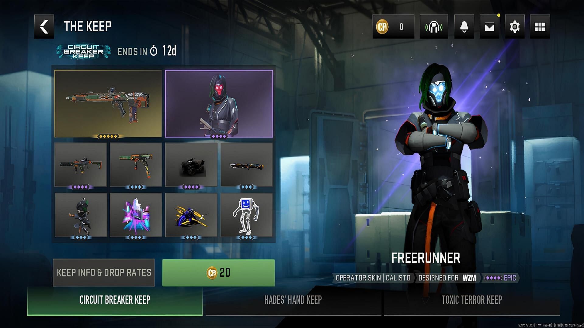 Freerunner Operator skin Circuit Breaker Keep in Warzone Mobile (Image via Activision)