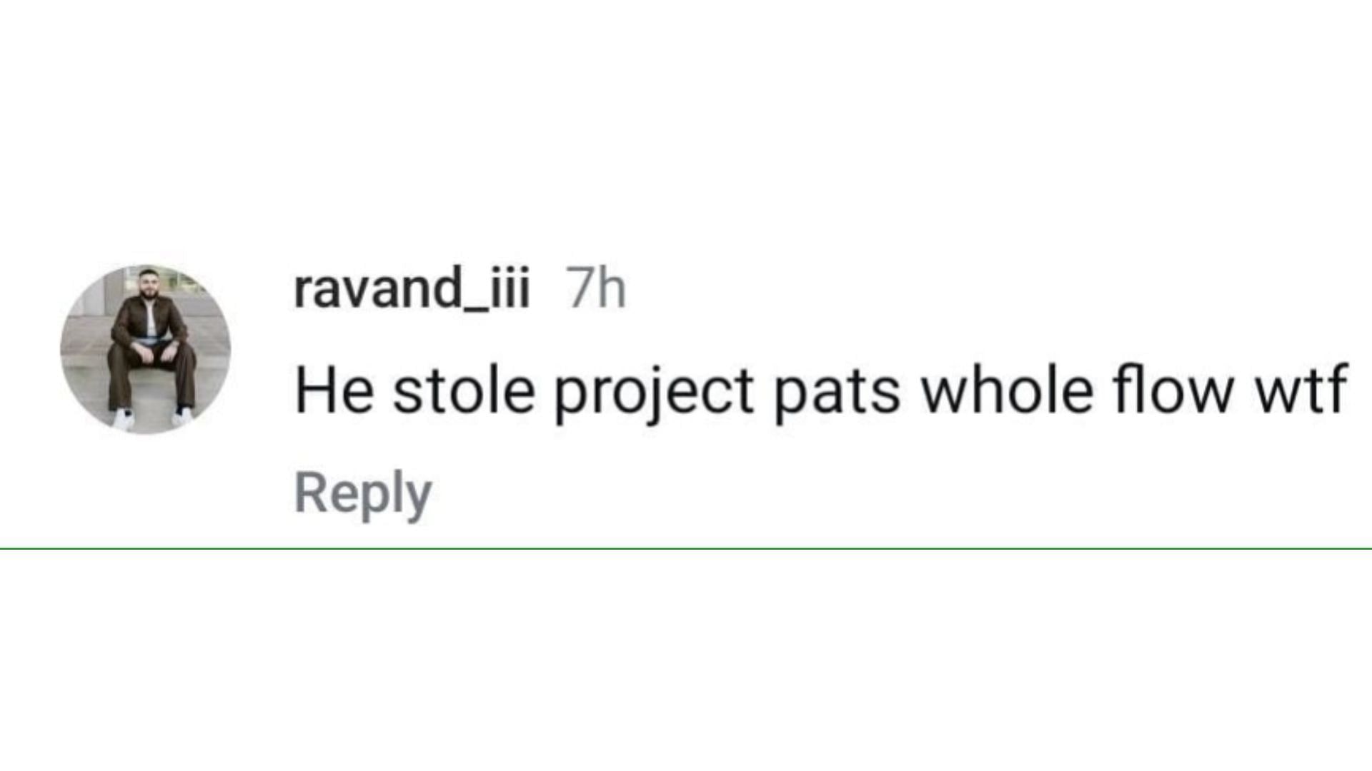 A netizen accusing the Big Dawg rapper of stealing Project Pat&#039;s flow. (Image via Instagram/ ravand_iii)