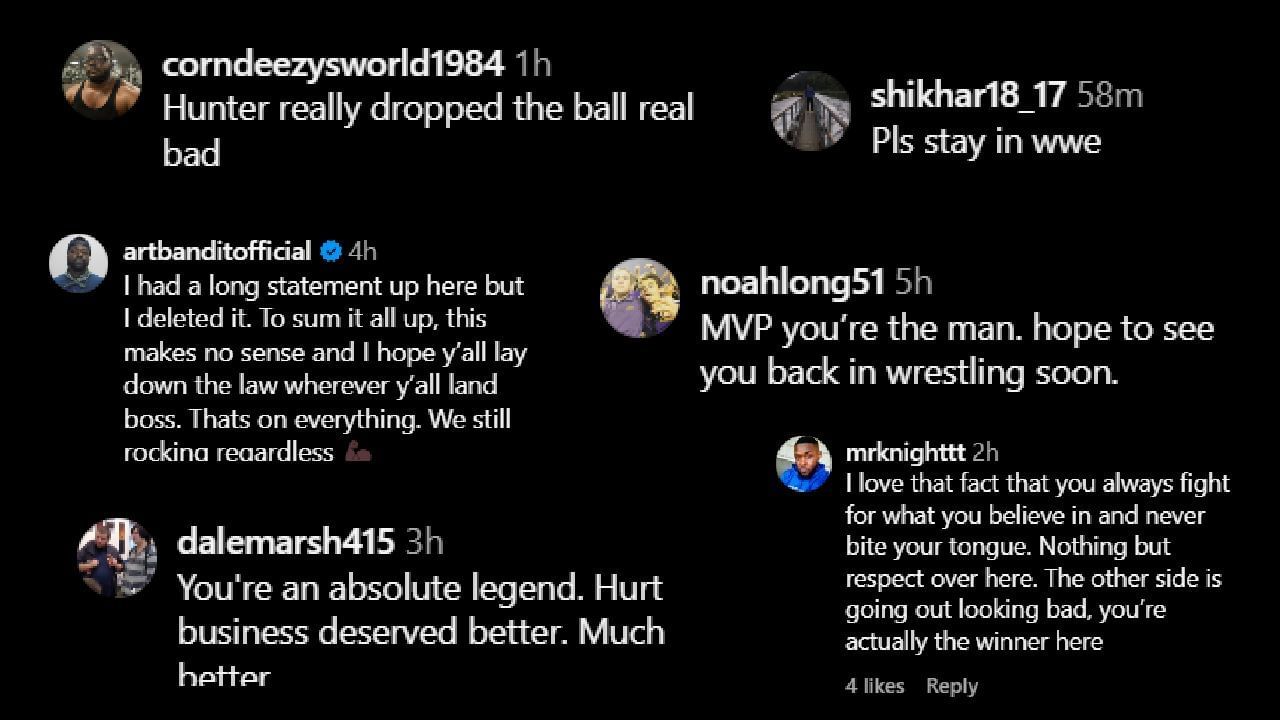 Fans comment on MVP&#039;s post (via his Instagram)