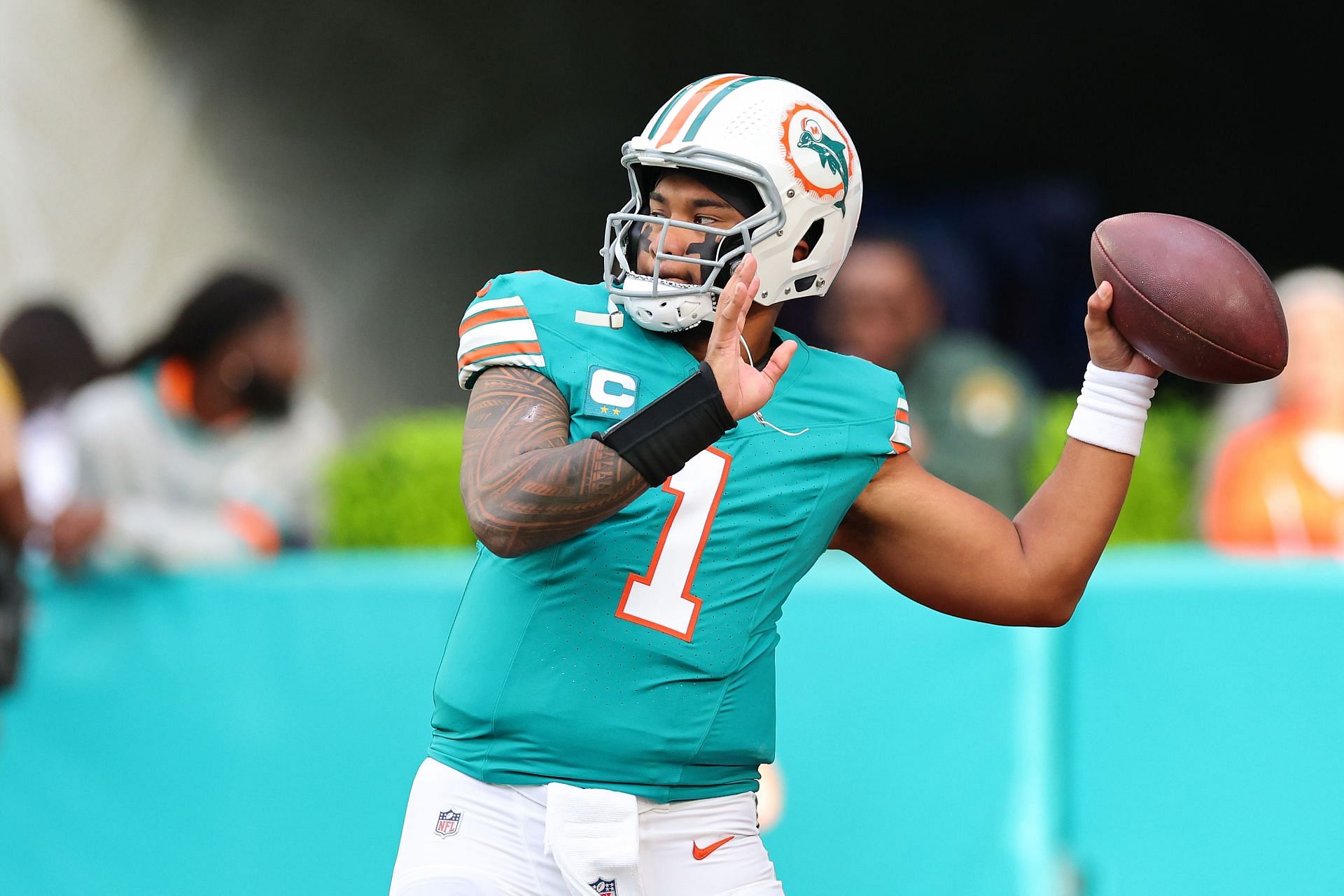 Tua Tagovailoa during Dallas Cowboys v Miami Dolphins