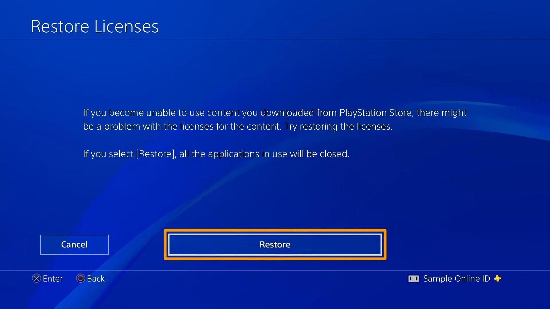 Guide to restoring video game licenses on PS4 (Image via PlayStation)