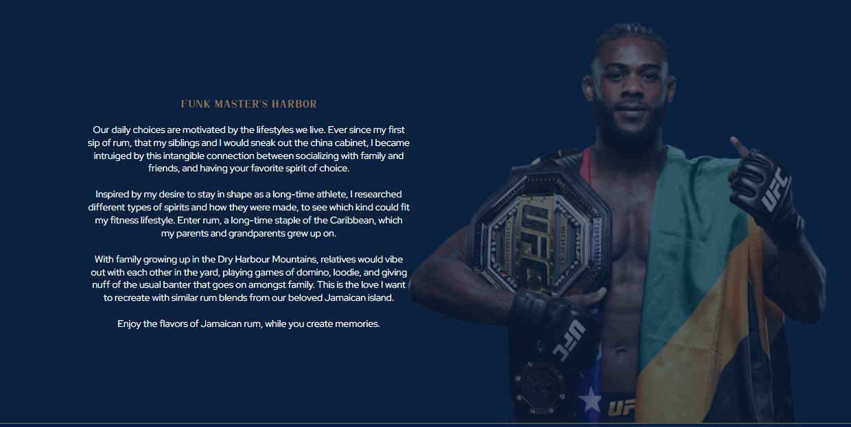 Screenshot of the official website for Aljamain Sterling&#039;s rum [Image courtesy: https://funkharborrum.shop/]