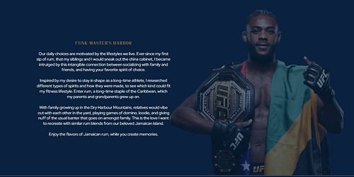 Screenshot of the official website for Aljamain Sterling's rum [Image courtesy: https://funkharborrum.shop/]