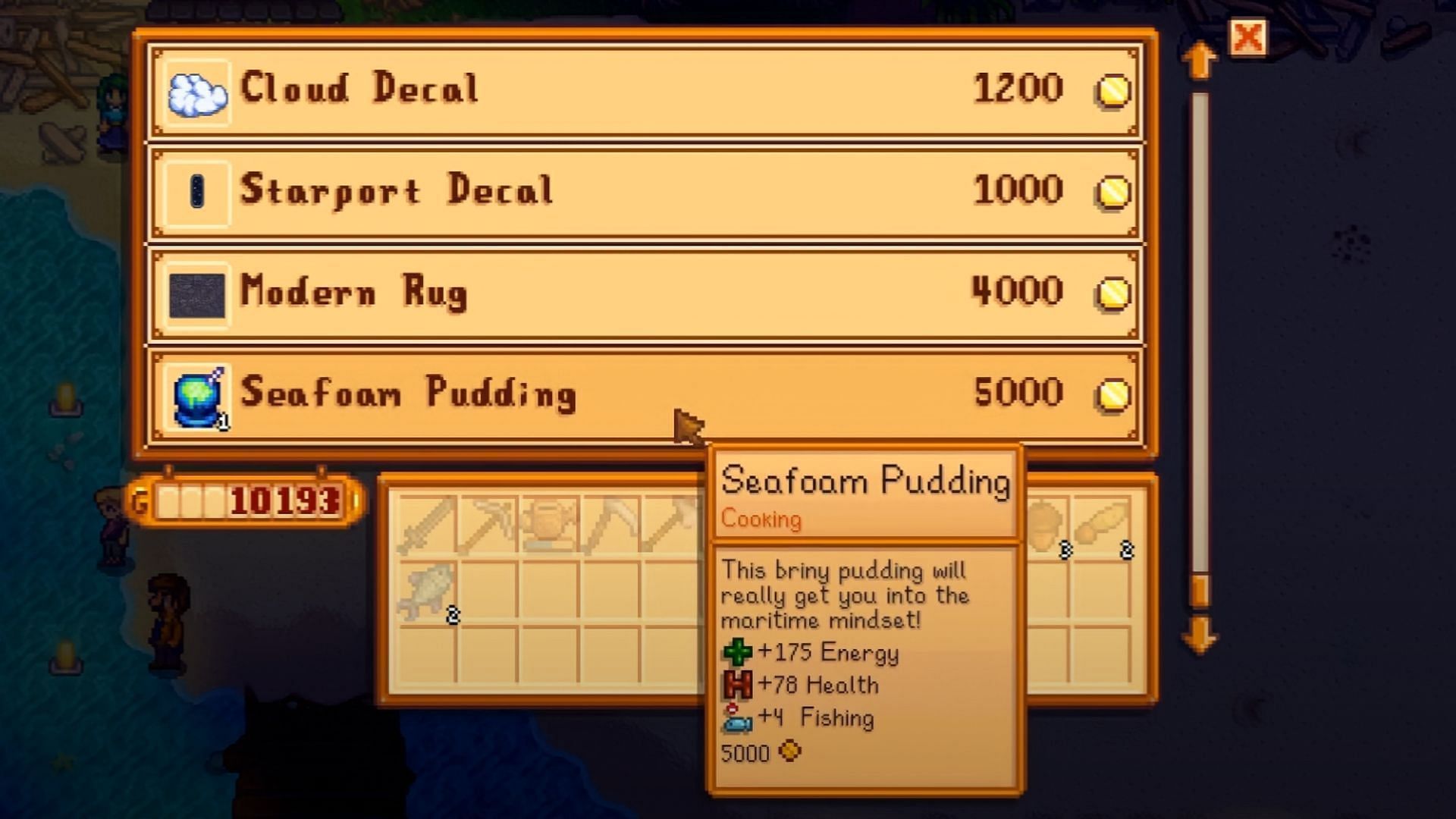 Pierre sells event-exclusive items during the festival night (Image via ConcernedApe || YouTube@Salmence)