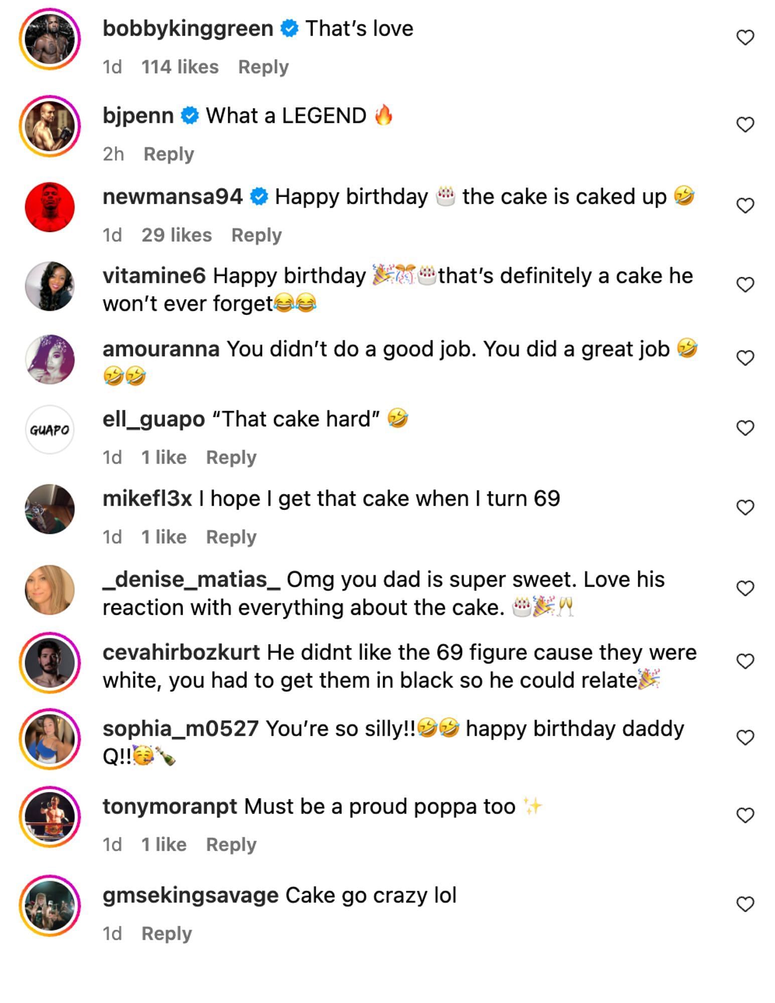 Fan reactions to Quinton Jackson&#039;s NSFW birthday cake gift. [via @rampage4real on Instagram]