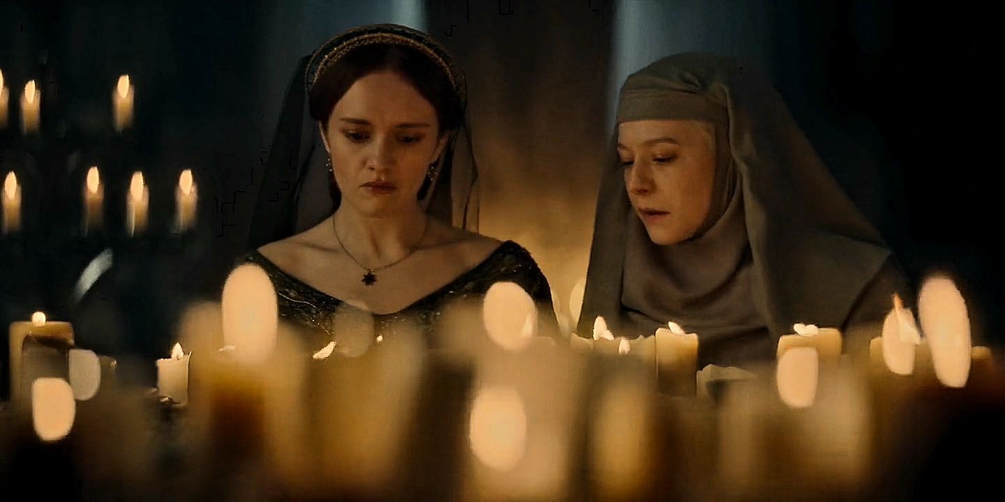 Alicent Hightower and Rhaenyra Targaryen on House of the Dragon season 2 episode 3 (via HBO Max / E3 01:00:24)
