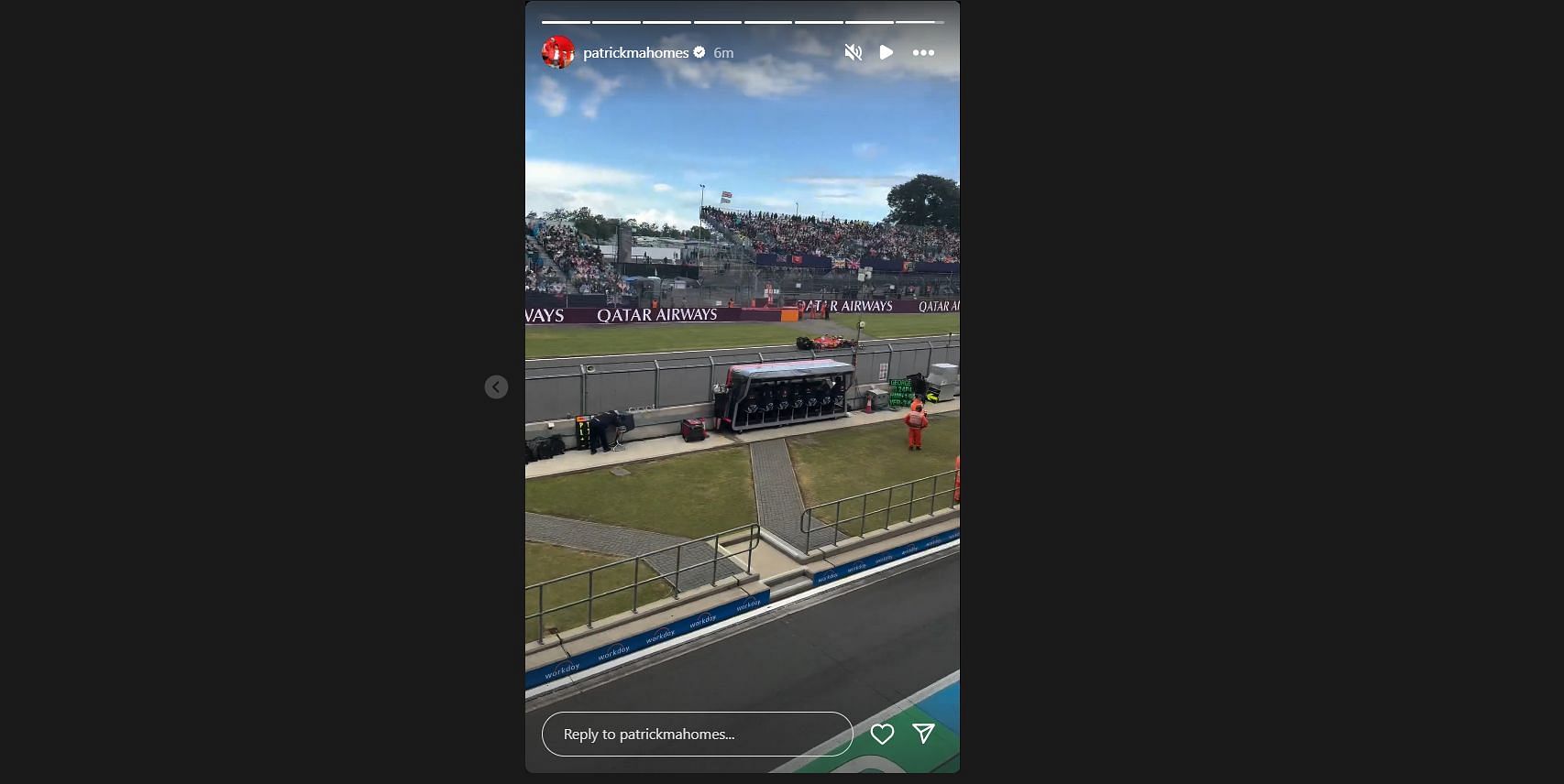 Mahomes enjoying the race from his box seat. (Credits: Mahomes' Instagram)