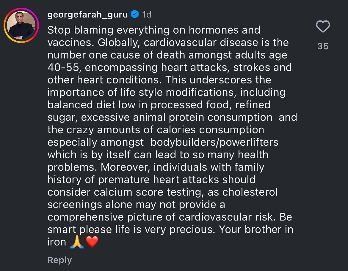 @georgefarah_guru's comment on the post