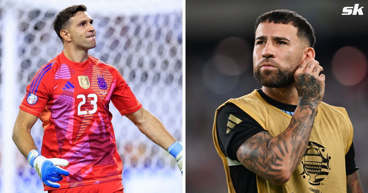 Emiliano Martinez (left) and Nicolas Otamendi