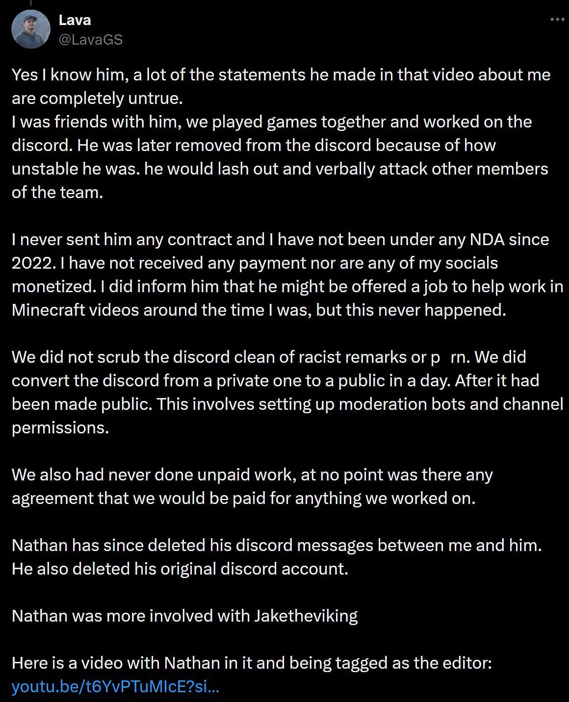 Former discord moderator claims Ava Kris Tyson preyed upon him when he was  15 and LavaGS is hiding the truth