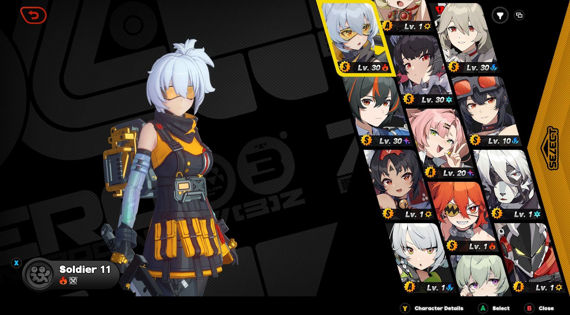 Character screen in Zenless Zone Zero (Image via HoYoverse)