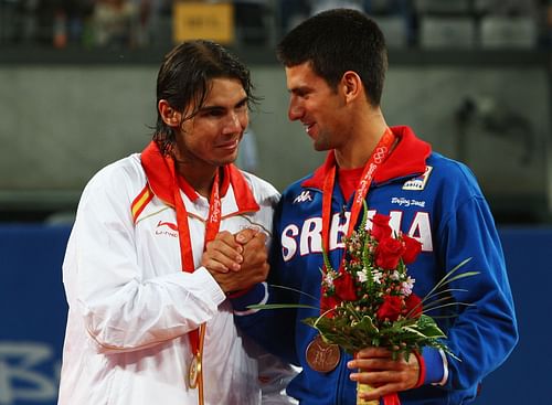 Rafael Nadal (L) and Novak Djokovic (R) at the 2008 Olympics (Image Source: Getty)