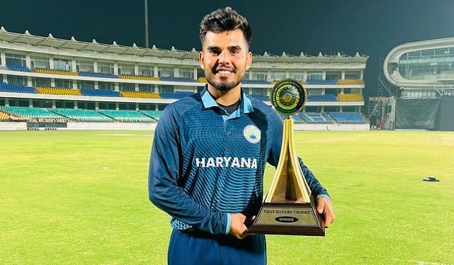 Nishant Sindhu after winning the Vijay Hazare Trophy 2023-24 (Image Credits: Nishant Sindhu&#039;s Instagram)