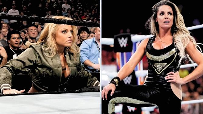 6'5" male WWE star executes picture-perfect Stratusfaction in title match; pays homage to legendary Trish Stratus