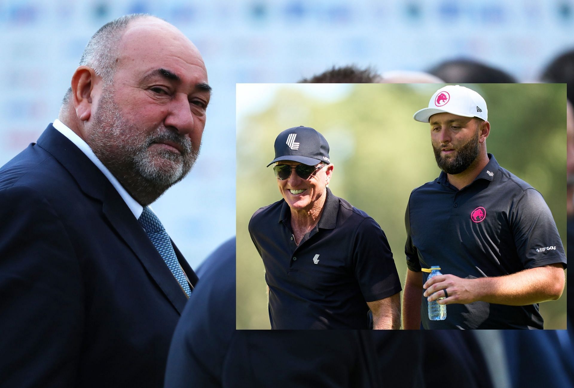 Andrew &lsquo;Chubby&rsquo; Chandler, Greg Norman and Jon Rahm 