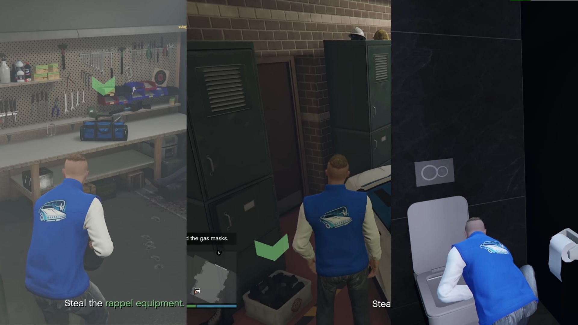 All three Task targets (Images via Rockstar Games || YouTube/GTA Series Videos)