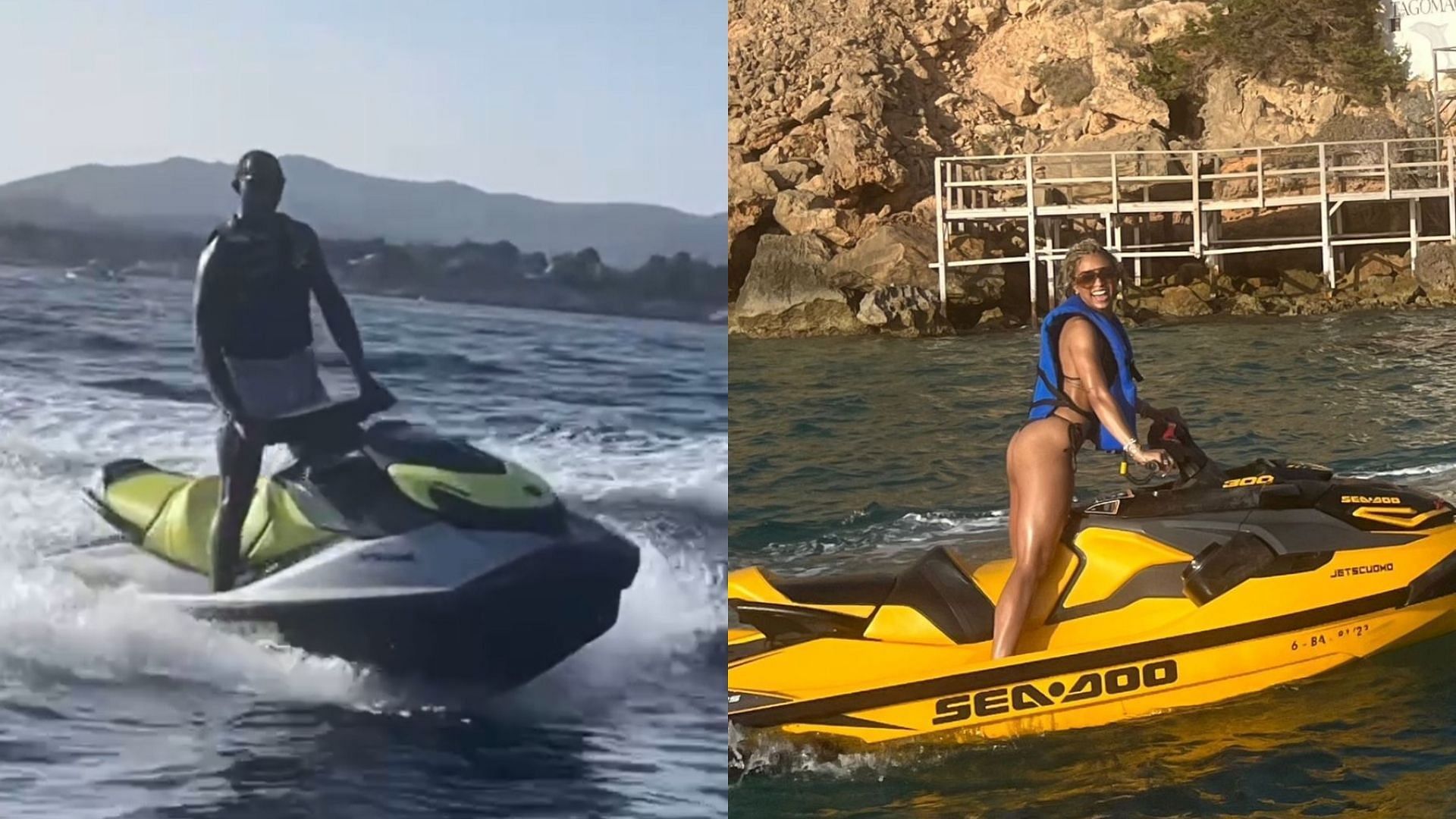 Deshaun Watson and Jilly Anais riding jetskis