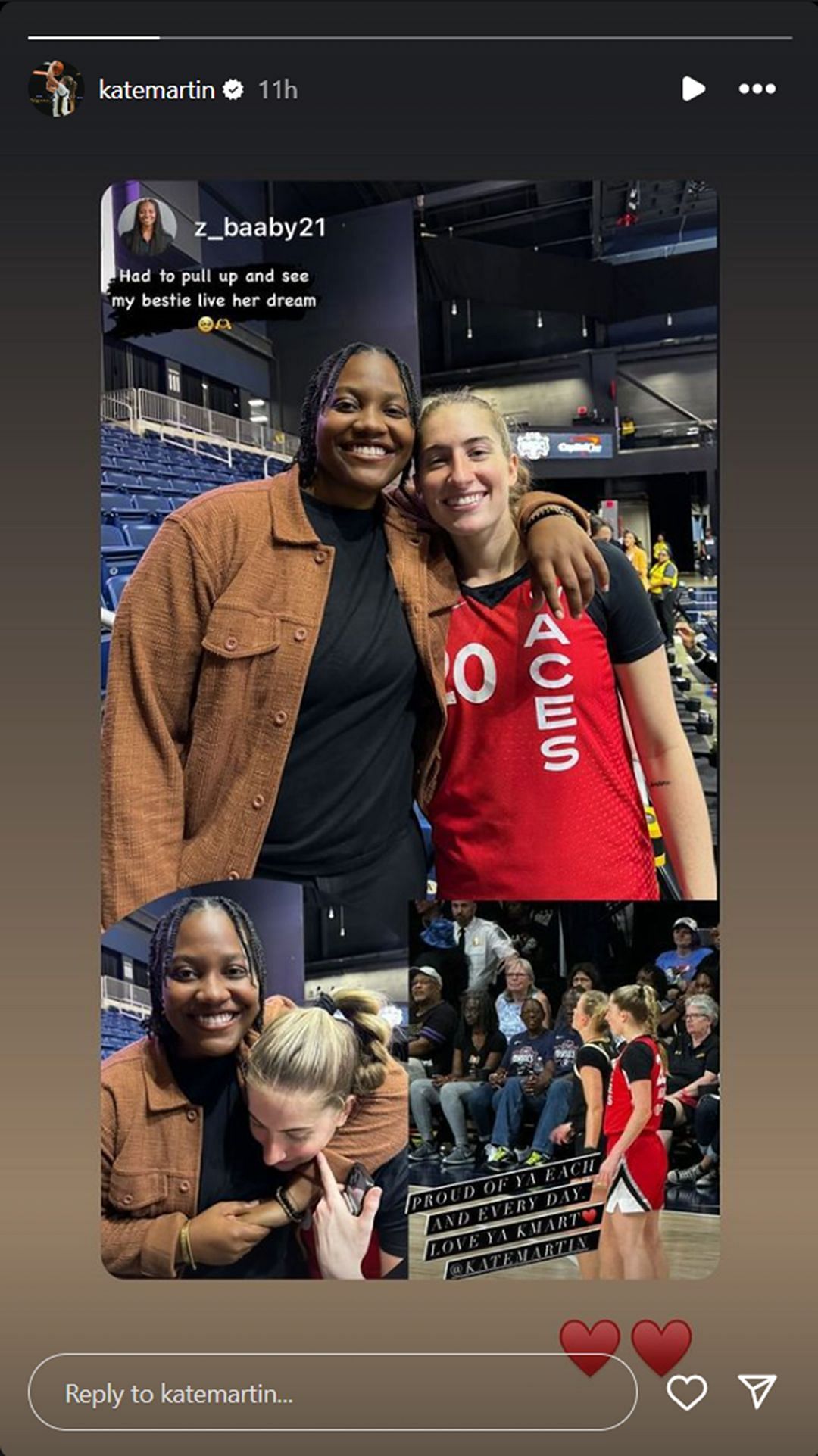 Kate Martin reposted Zion Sanders story (IG: Kate Martin)