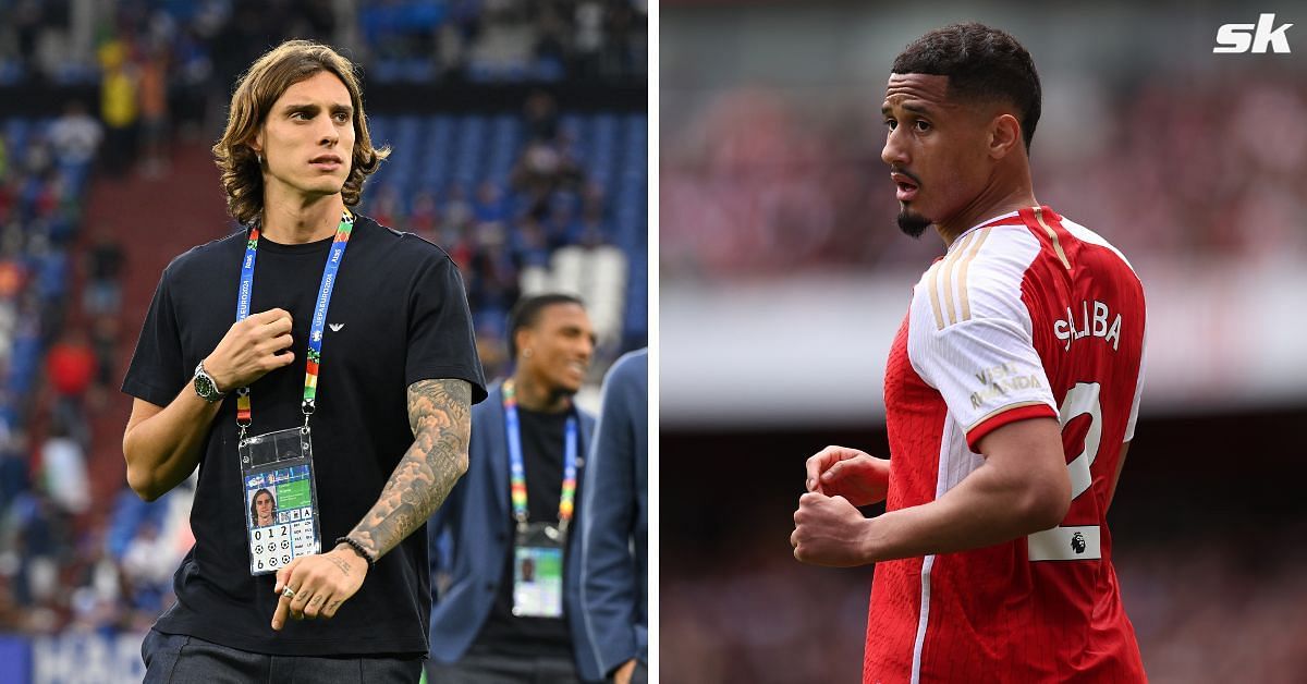Arsenal target Riccardo Calafiori once picked PL rival over William Saliba in a TikTok challenge. (Image: Both GETTY)