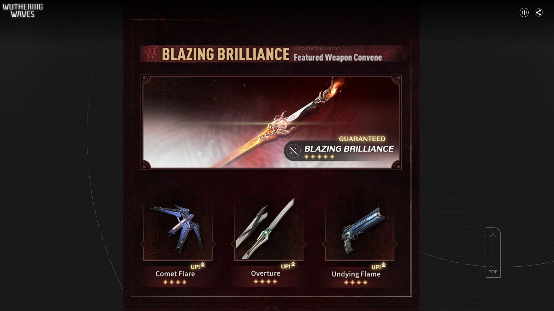 Blazing Brilliance and other featured 4-star weapons (Image via Kuro Games)