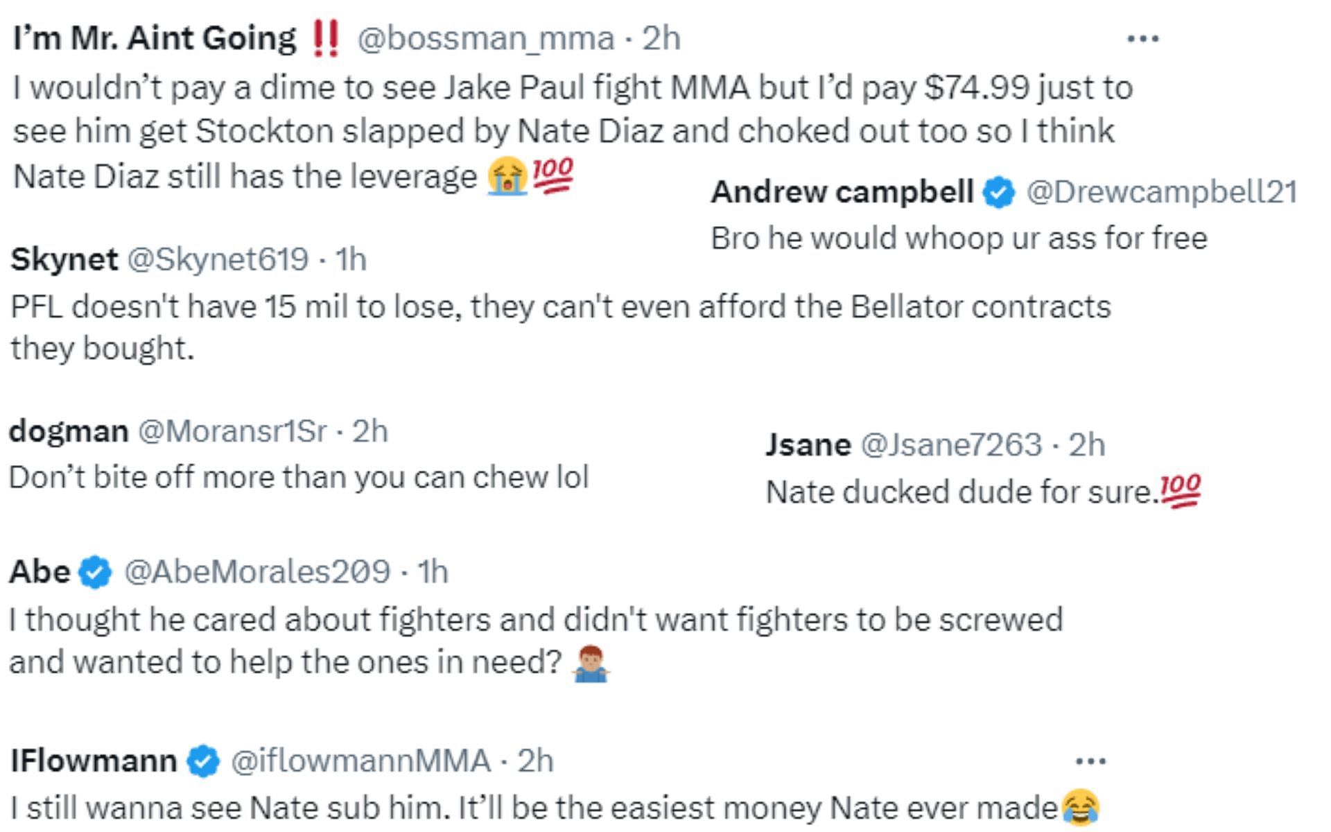 Fans react to Jake Paul's comment on Nate Diaz's ongoing contract dispute