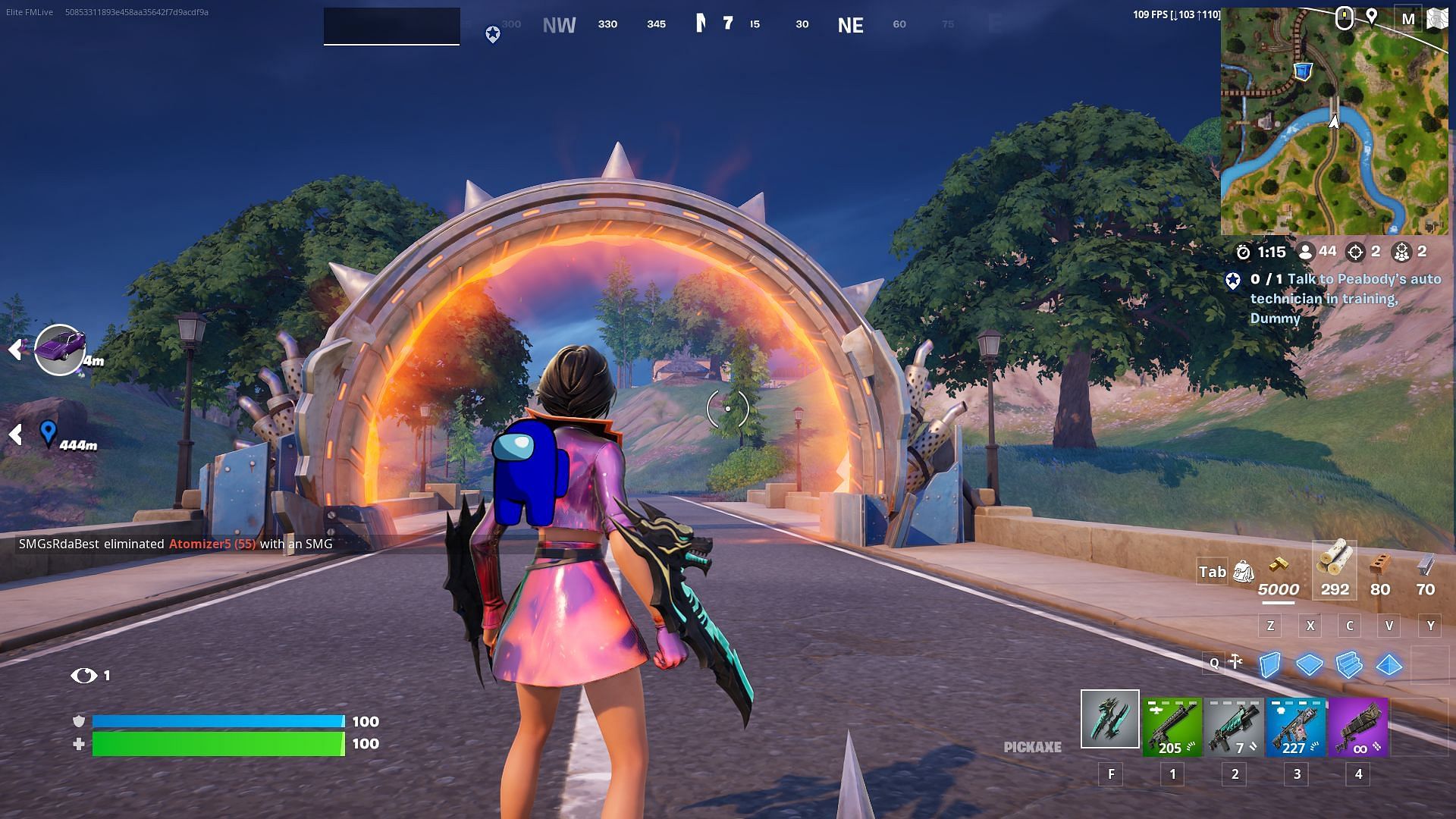 Use Flaming Boost Hoop Locations in Fortnite Chapter 5 Season 3 to gain free Nitro boosts (Image via Epic Games)