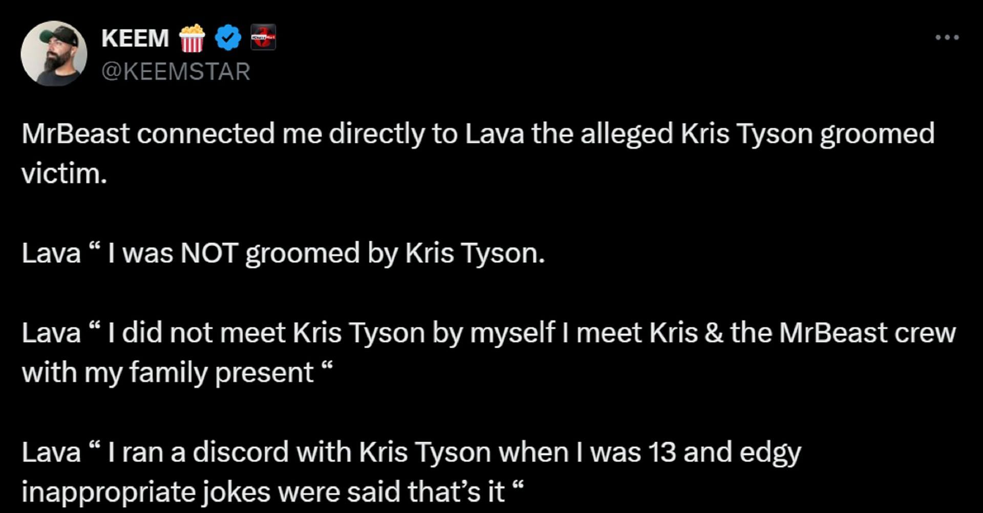 Keemstar speaks about the Ava Kris Tyson situation (Image via X)