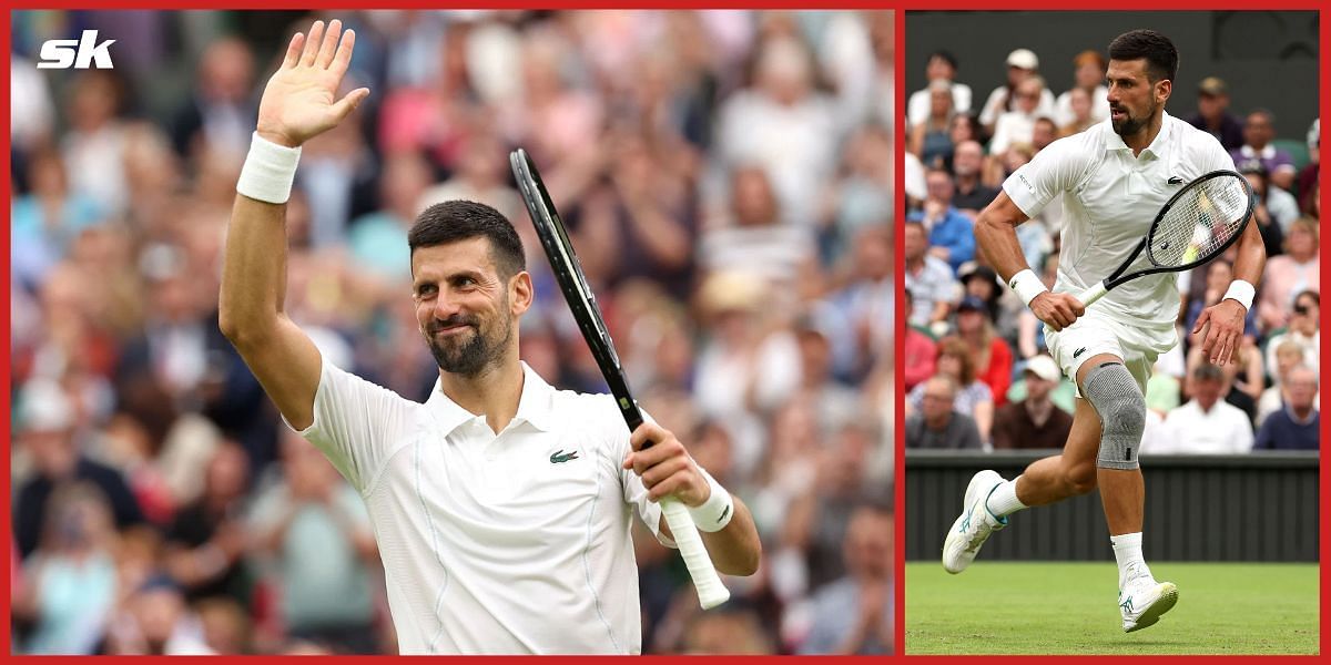 Novak Djokovic after winning the Wimbledon first round. 