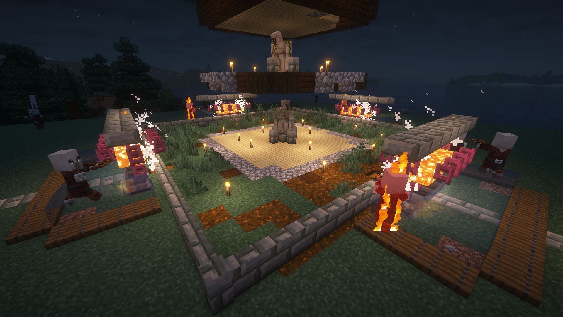 The ominous bottle Minecraft farm in action (Image via Mojang)