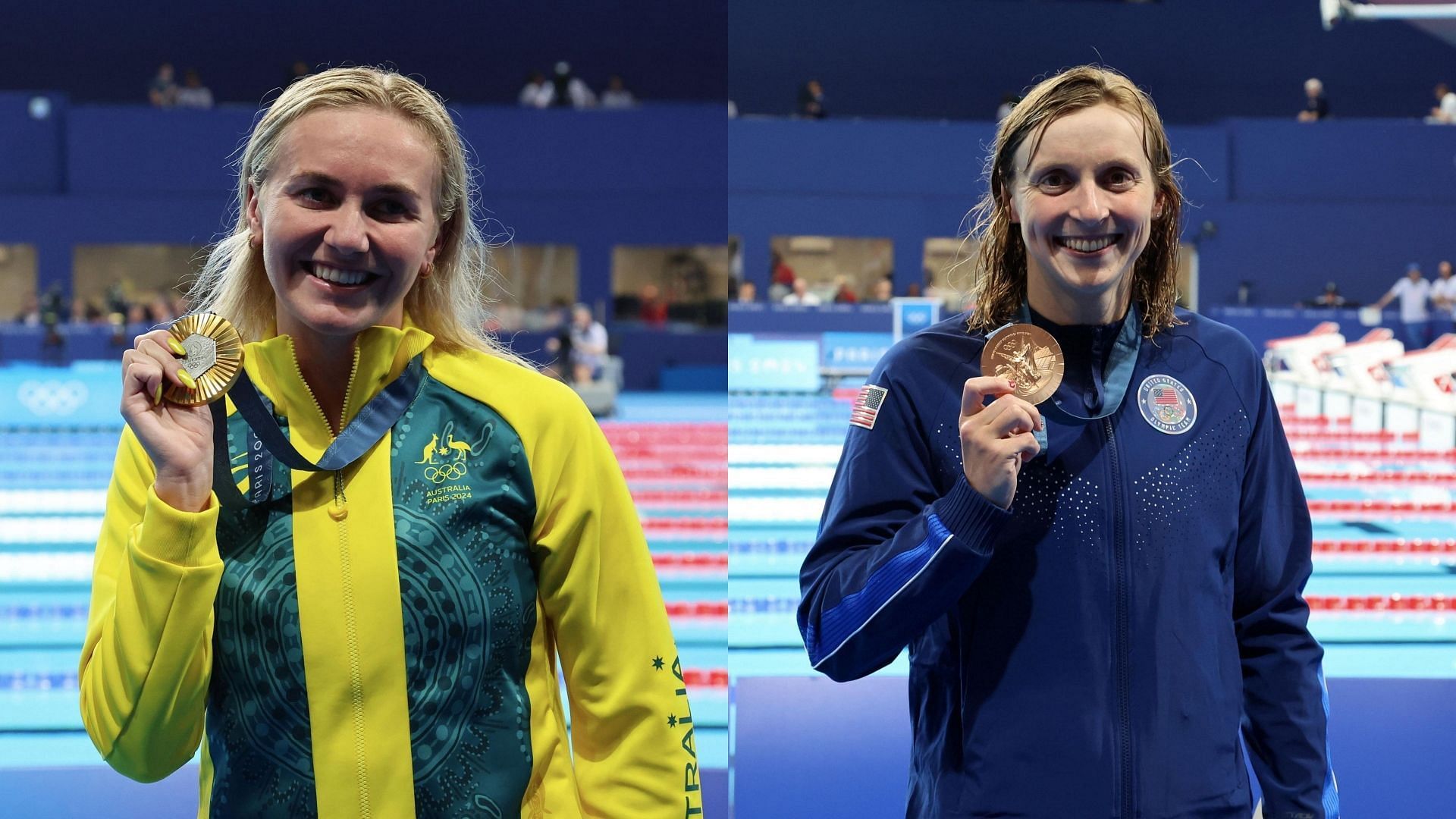 Ariarne Titmus of Australia and Katie Ledecky of the United States (Images: All via Getty)